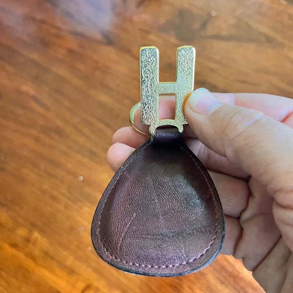 Vintage Prince Gardner Burgundy Leather Initial H Keychain Full Grain‎ Cowhide